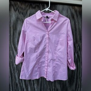 NWT Kohl’s pink button up collared shirt Large *stain